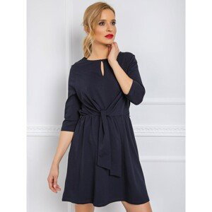 Ladies´ navy blue dress with a tie