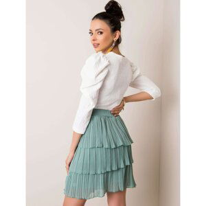 RUE PARIS Mint pleated skirt