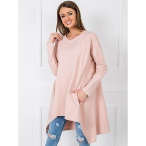Dusty pink sweatshirt tunic with pockets