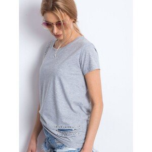 Gray t-shirt with studs and slits