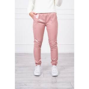 Two-layer trousers with dark pink velour