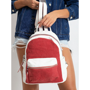 White and red backpack