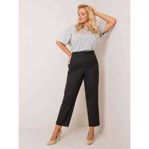 RUE PARIS Black fabric plus size trousers