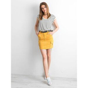 Yellow denim skirt with pockets