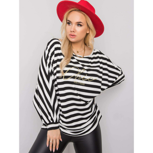 RUE PARIS Black and white plus size striped blouse