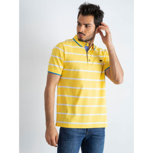 Yellow striped cotton men´s polo shirt