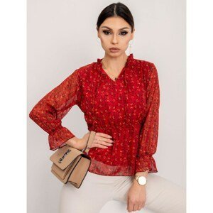 Dark red blouse with flowers