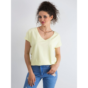 Bright yellow cotton V-neck t-shirt
