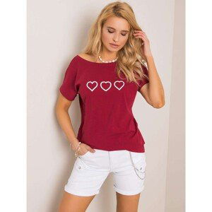 RUE PARIS Burgundy cotton t-shirt