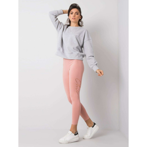RUE PARIS Pink leggings with embroidery