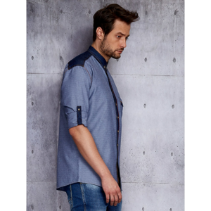 Men´s blue shirt with PLUS SIZE pin