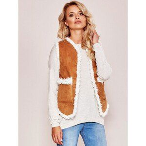 Brown vest with faux fur