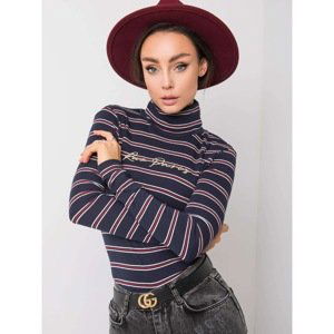 RUE PARIS Navy blue turtleneck sweater