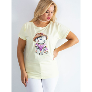 T-shirt with a light yellow PLUS SIZE patch