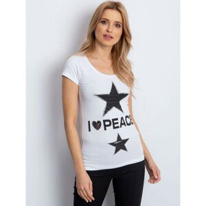 White t-shirt with a star badge