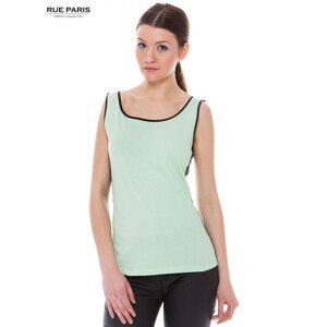 Elegant light green top with lace insert on the sides by Rue Paris