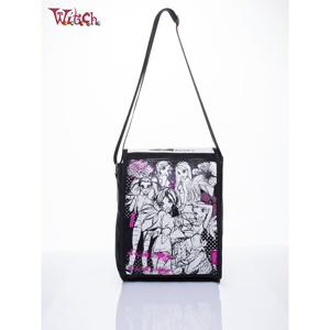 Black vertical school bag with the theme of the Witch series