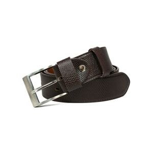 Men´s brown leather belt with decorative stitching