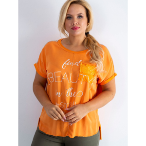 Plus size blouse with an orange pocket