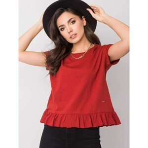 YOU DON´T KNOW ME Chestnut blouse with a frill