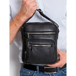 Natural leather men´s handbag, black