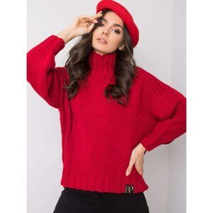 RUE PARIS Women´s red turtleneck sweater