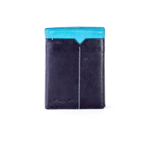 Black leather wallet with blue inset
