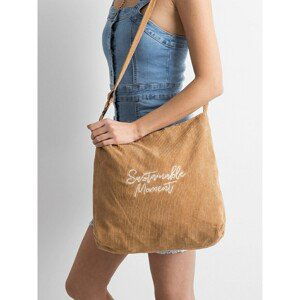 Brown corduroy bag with inscription