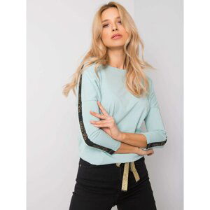 RUE PARIS Mint blouse with a decorative ribbon