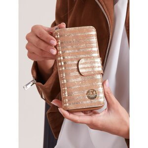 Gold striped wallet with flap