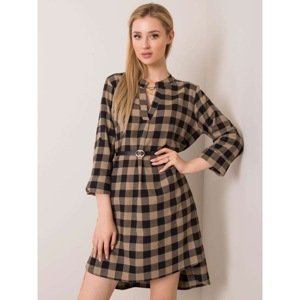 Beige and black flannel dress