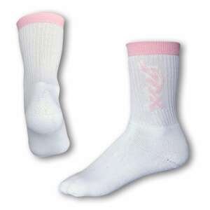 Styx classic white socks with pink inscription (H222)