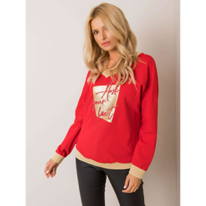 Red cotton sweatshirt with an application