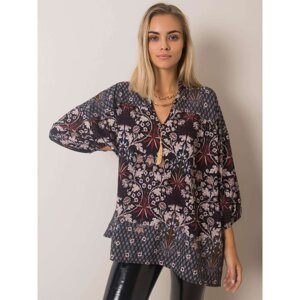 Black blouse with colorful patterns