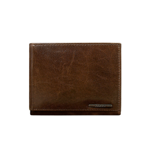 Natural brown leather wallet without clasp