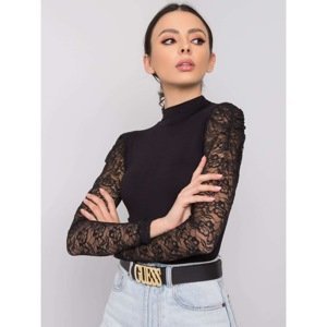 RUE PARIS Black blouse with lace