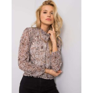 SUBLEVEL Beige blouse with patterns