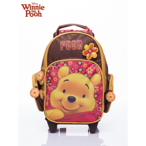 Brown backpack for school with the Winnie the Pooh theme