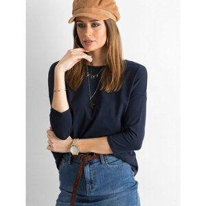 Basic blouse with 3/4 sleeves dark blue