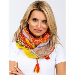 Orange-yellow ethnic patterns scarf