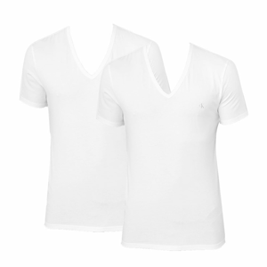 2PACK men&#39;s t-shirt CK ONE V neck white (NB2408A-100)