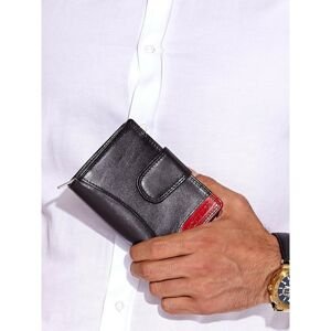 Black wallet with contrasting insert and stitching
