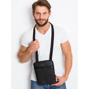 Men´s black leather messenger bag