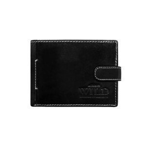 Men´s black leather wallet with a flap