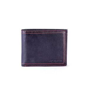 Men's black leather wallet with elegant red trim