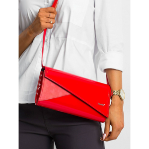 Oblong clutch bag with a red flap