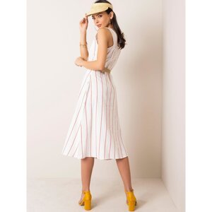 RUE PARIS White and burgundy striped dress