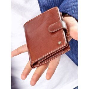 Brown leather wallet with decorative quilting