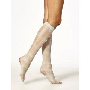 Women´s knee socks with geometric silver patterns