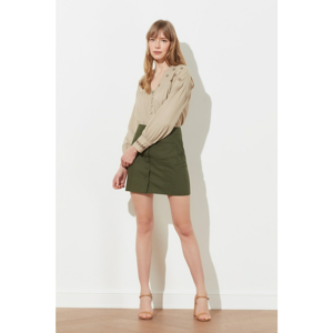 Trendyol Haki Button Detailed Skirt